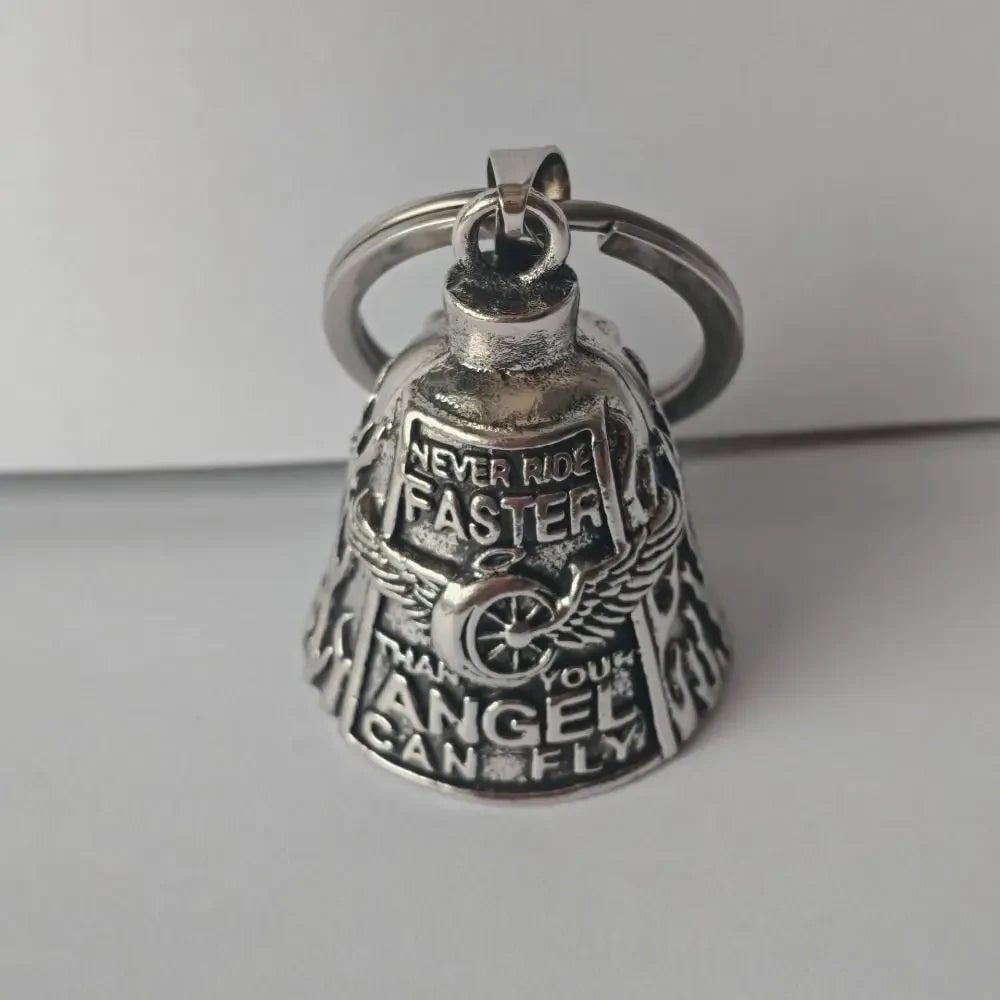 Halloween Accessories Biker Motorcycle Guardian Bell with Winged Wheel Design and Keyring