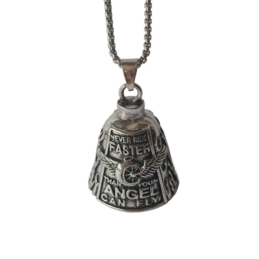 Halloween Accessories Biker Motorcycle Guardian Bell with Winged Wheel Design and Keyring