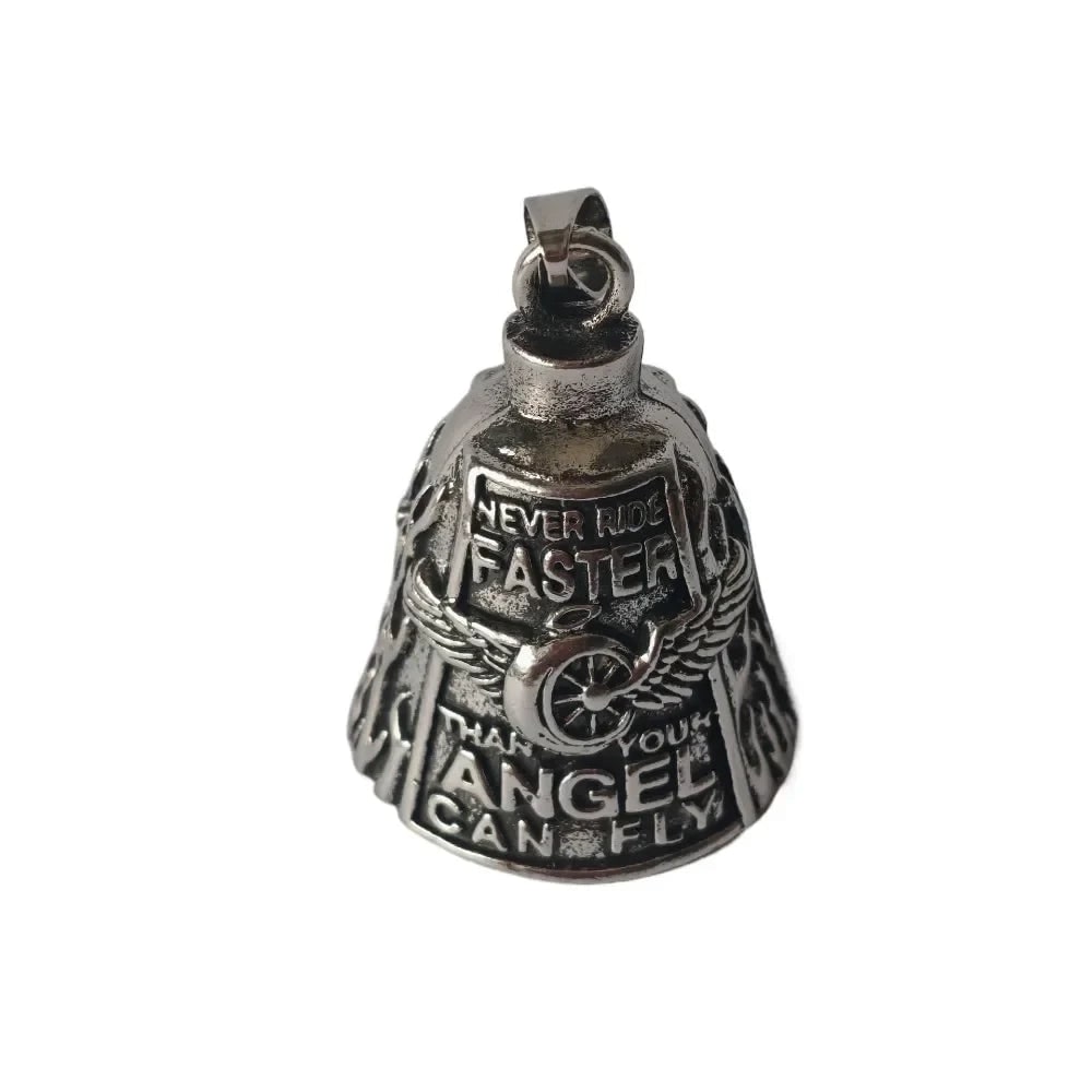 Halloween Accessories Biker Motorcycle Guardian Bell with Winged Wheel Design and Keyring