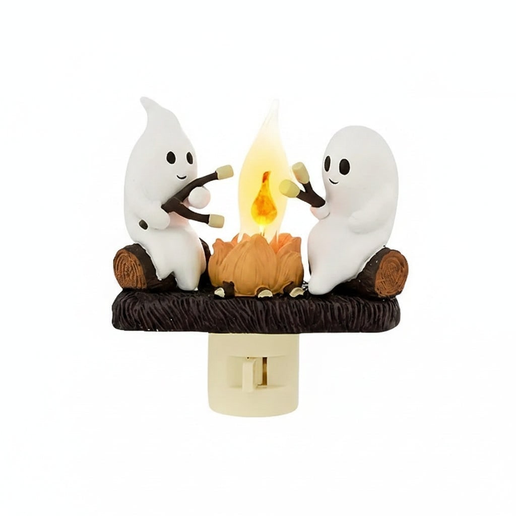 LED Lights for Room with Ghost Campfire Halloween Party Decorations Plug In Resin Night Lamp