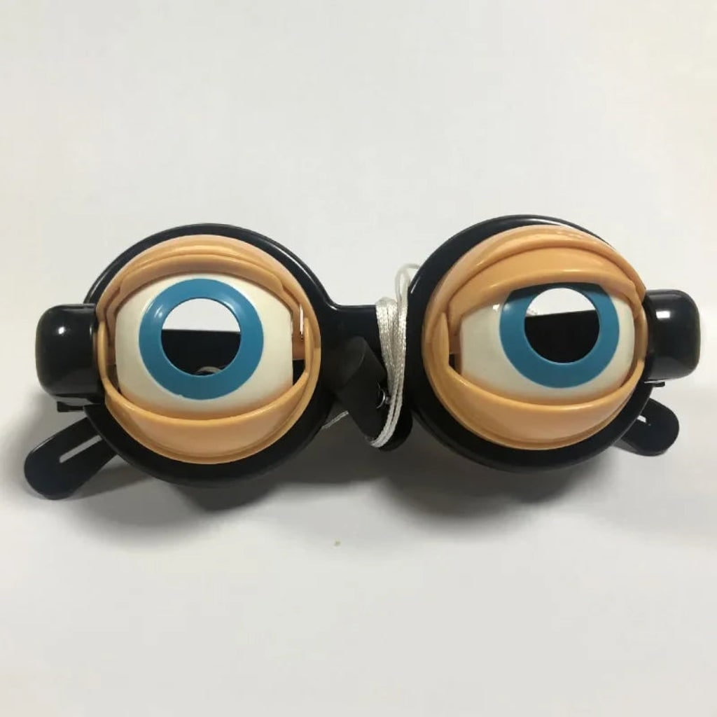 Halloween Party Novelty Crazy Eyes Glasses with Blinking Eyelids and Pull String Costume Accessory