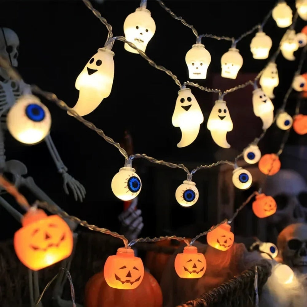 Halloween Decorations Outdoor String Lights with Battery Operated Warm LED Glow for Patio Party