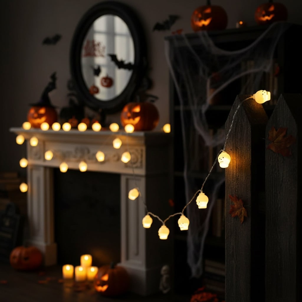 Halloween Decorations Outdoor String Lights with Battery Operated Warm LED Glow for Patio Party