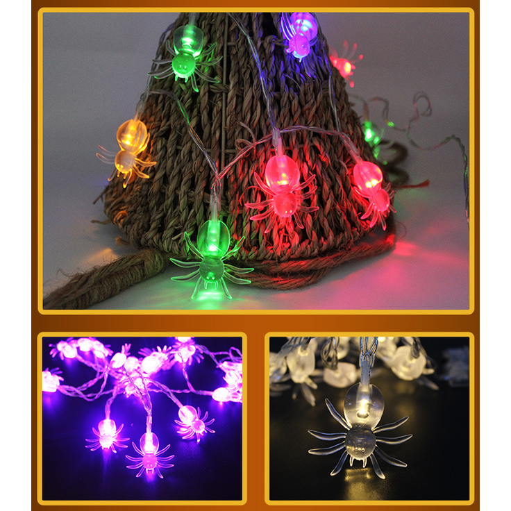 Halloween Lights Outdoor String with Pumpkin Ghost Bat and Skull Covers 10 LED Battery