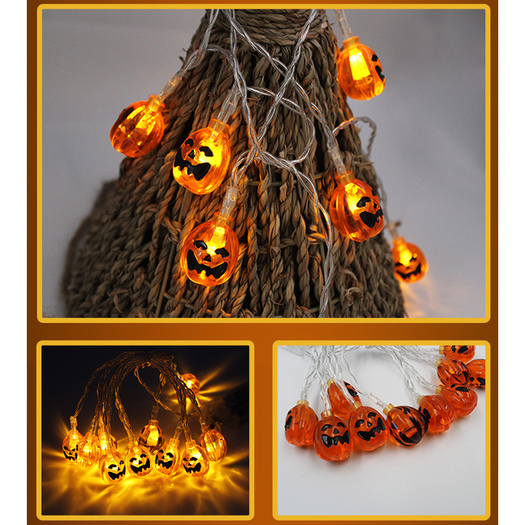 Halloween Lights Outdoor String with Pumpkin Ghost Bat Skull Eyeball Covers 10 LED Battery Operated