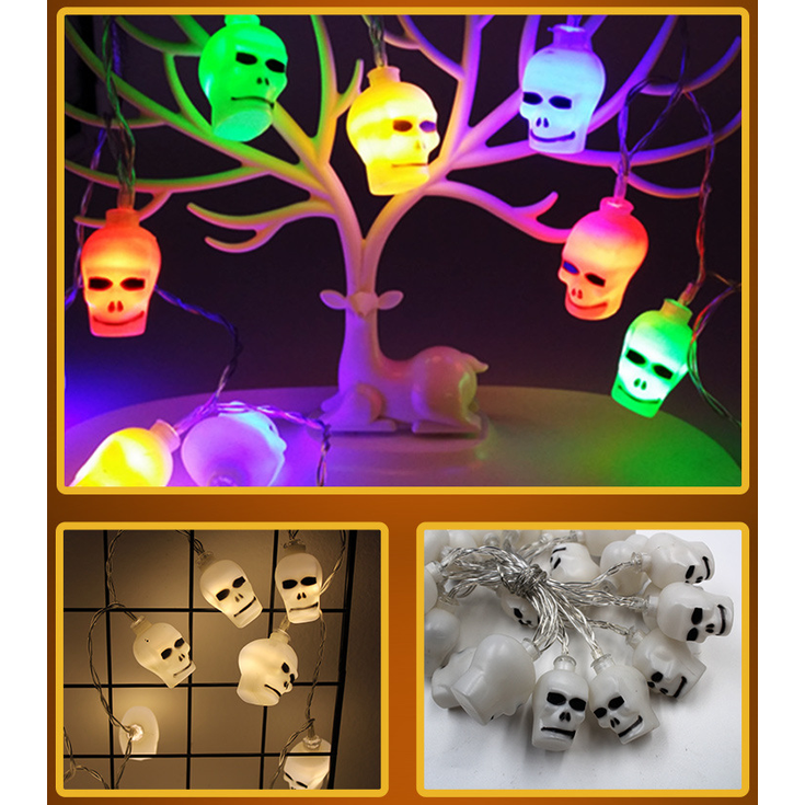 Halloween Lights Outdoor String with Pumpkin Ghost Bat Skull Eyeball Covers 10 LED Battery Operated