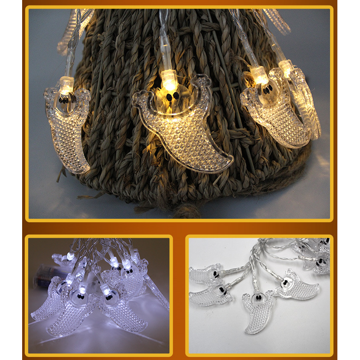 Halloween Lights Outdoor String with Pumpkin Ghost Bat Skull Eyeball Covers 10 LED Battery Operated