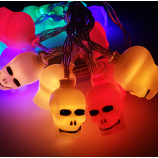 Halloween Lights Outdoor String with Pumpkin Ghost Bat and Skull Covers 10 LED Battery