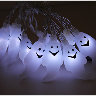 Halloween Lights Outdoor String with Pumpkin Ghost Bat and Skull Covers 10 LED Battery
