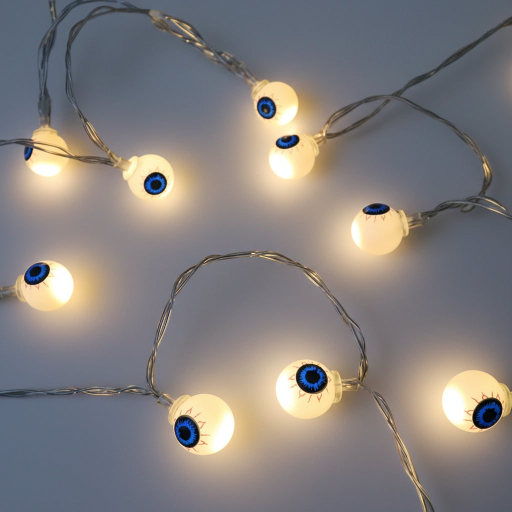 Halloween Lights Outdoor String Set with Battery LED and Moulded Novelty Covers