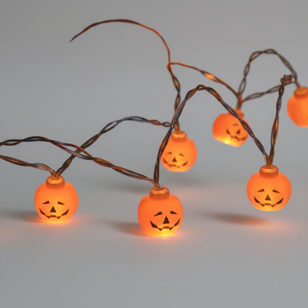 Halloween Lights Outdoor String Set with Battery LED and Moulded Novelty Covers