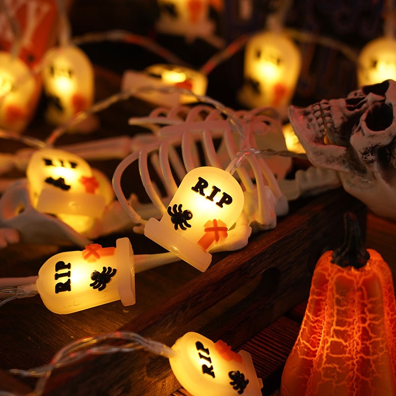Halloween Decorations Outdoor String Lights with Battery Operated Warm White LED for Patio Yard