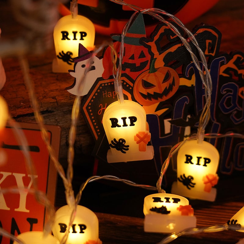 Halloween Decorations Outdoor Fairy Lights with Battery Operated Warm White LED for Patio Yard