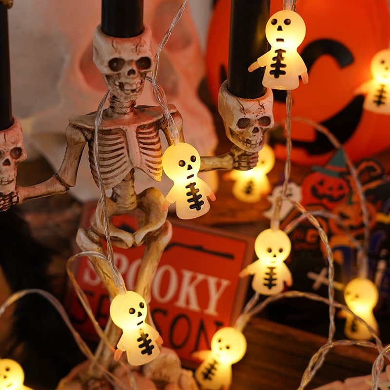 Halloween Decorations Outdoor String Lights with Battery Operated Warm White LED for Patio Yard