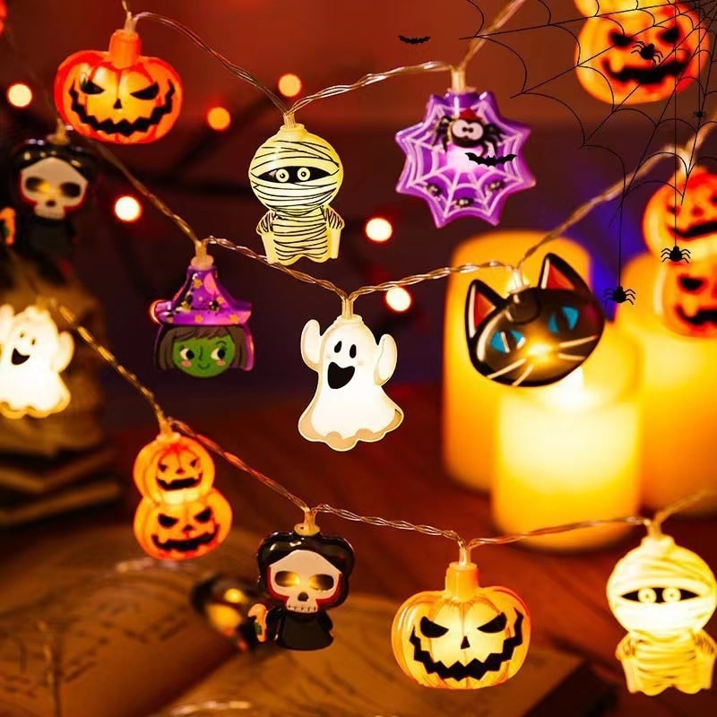 Halloween Decorations Outdoor String Lights with Battery Operated Warm White LED for Patio Yard