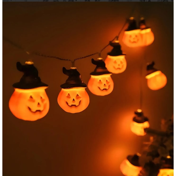 Halloween Decorations Outdoor String Lights with Battery Operated Warm White LED for Patio Yard