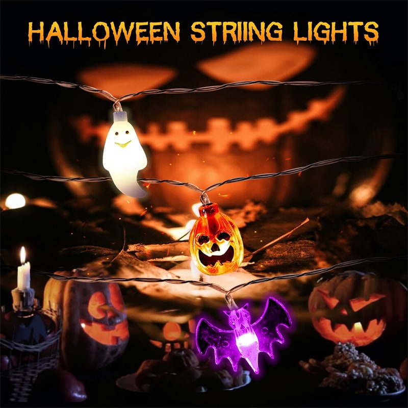 Halloween Decorations Outdoor Pumpkin Ghost Bat Fairy Lights Battery Operated for Patio Party