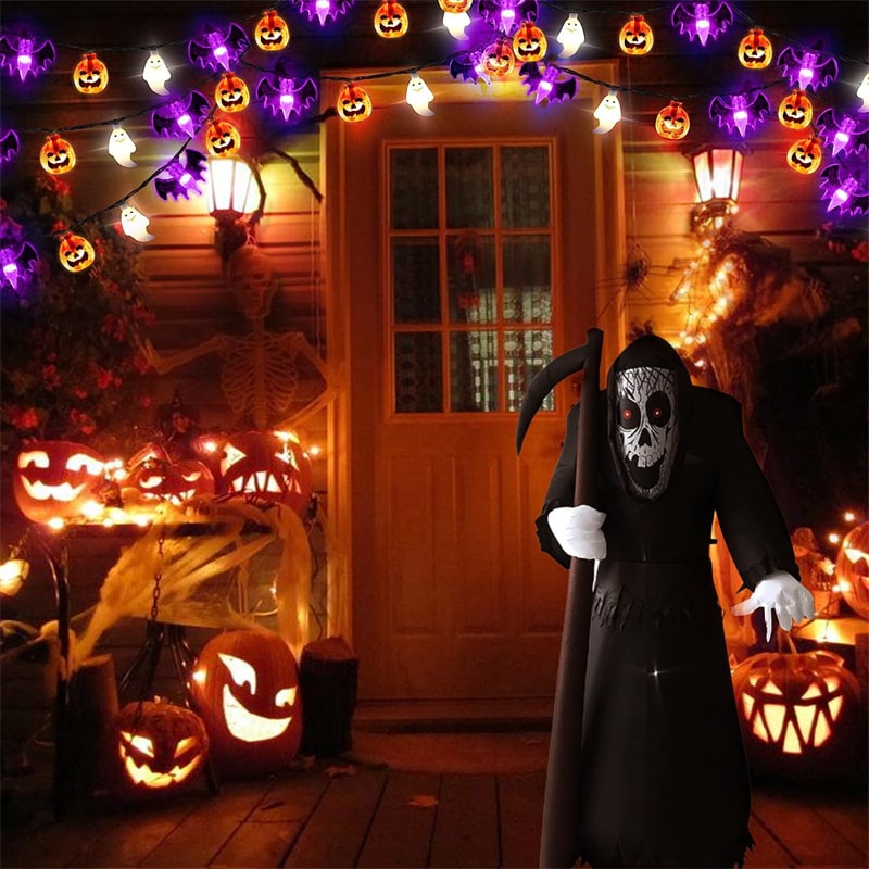 Halloween Decorations Outdoor Pumpkin Ghost Bat Fairy Lights Battery Operated for Patio Party