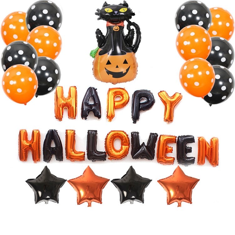 Halloween Party Decorations Kit with Foil Letter Balloons Bat Spider and Pumpkin Tassels