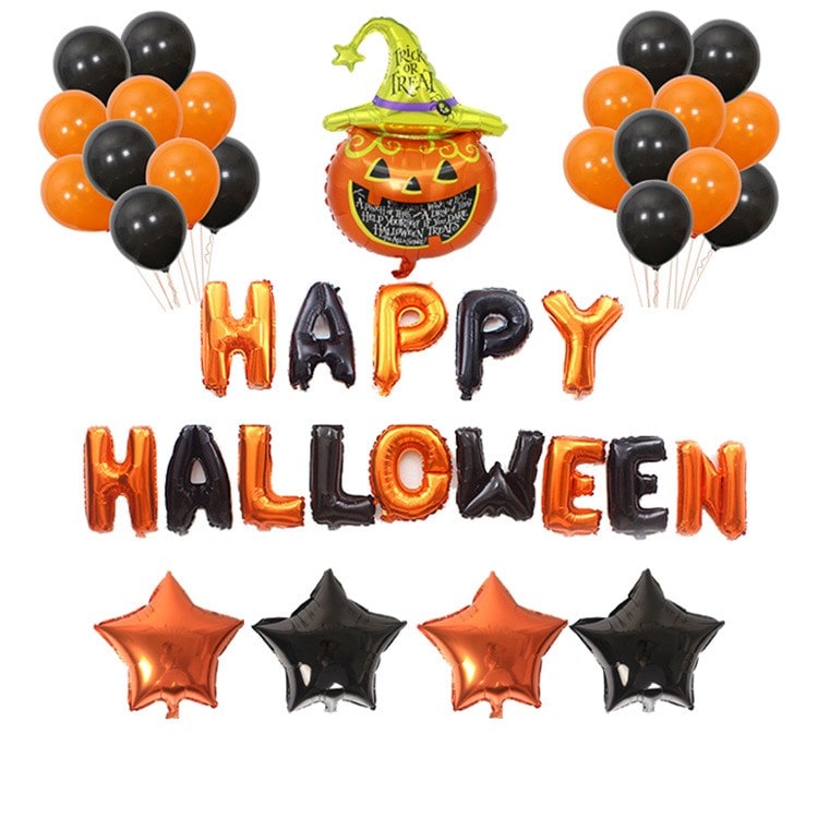Halloween Party Decorations Kit with Foil Letter Balloons Bat Spider and Pumpkin Tassels