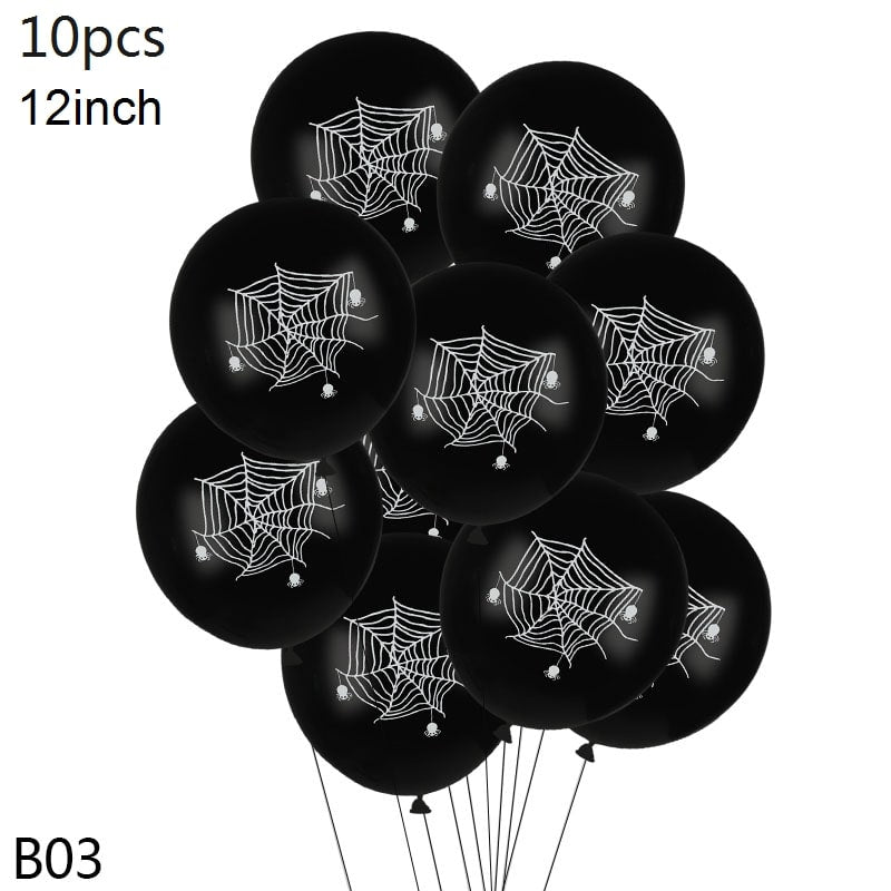 Halloween Party Decorations with Spooky Printed Latex Balloons Pumpkin and Bat Designs