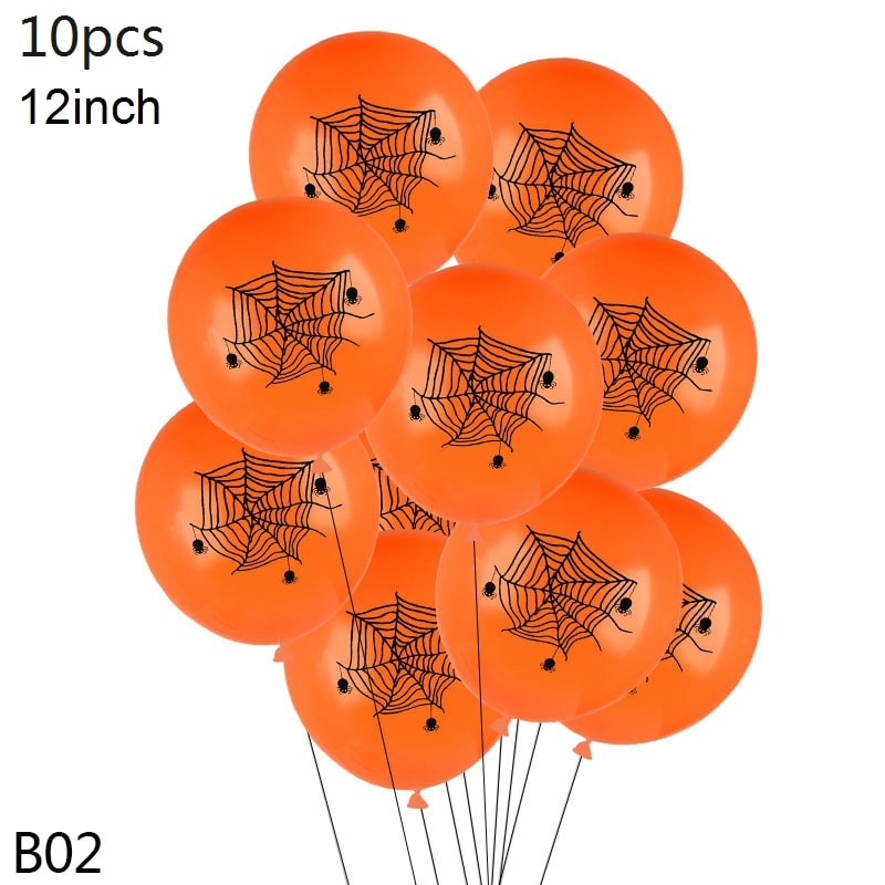 Halloween Party Decorations with Spooky Printed Latex Balloons Pumpkin and Bat Designs
