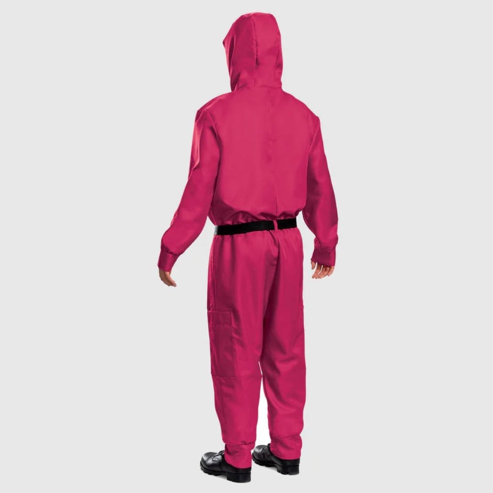 Halloween Costumes Hooded Jumpsuit with Geometric Mask and Belt for Party Cosplay Dress Up