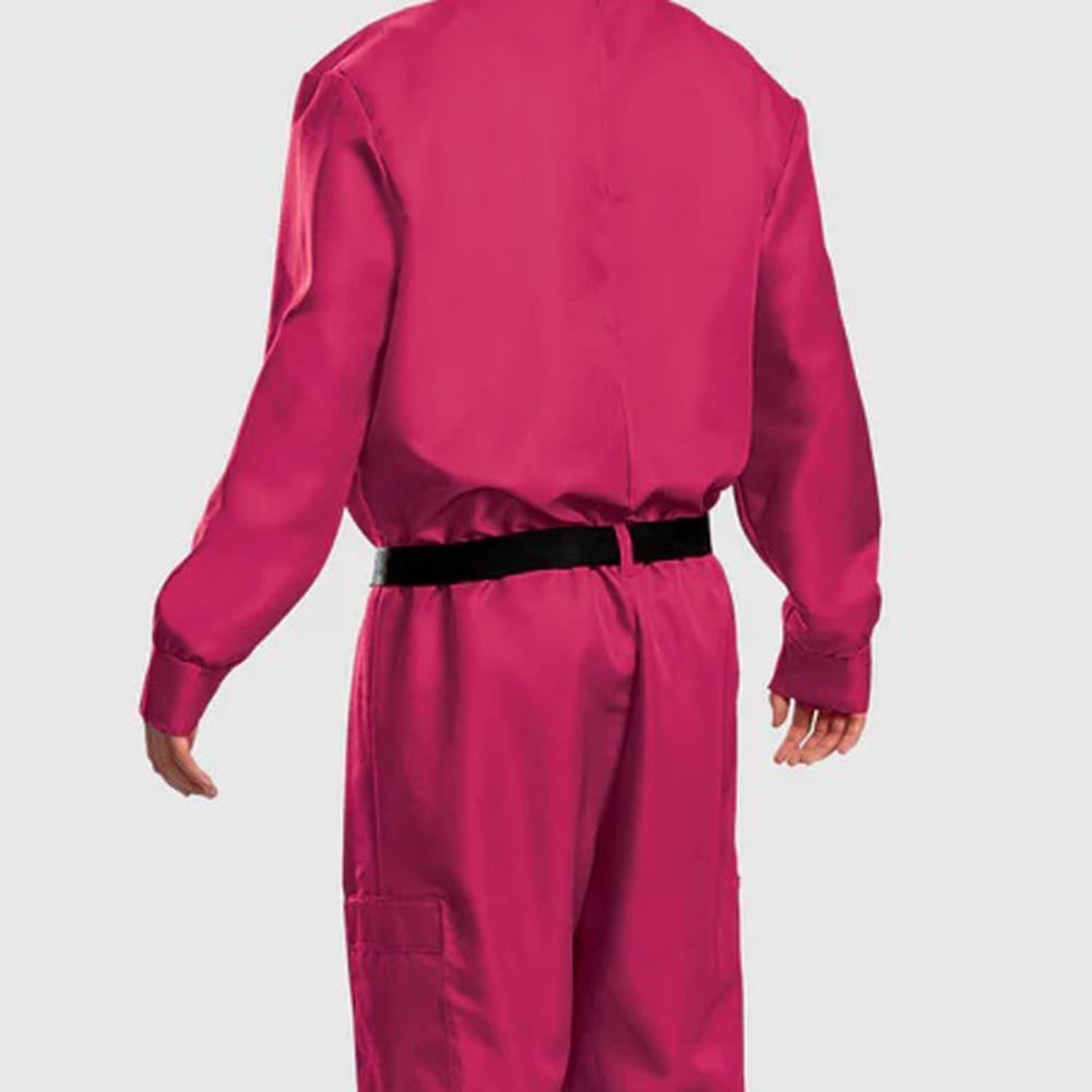 Halloween Costumes Hooded Jumpsuit with Geometric Mask and Belt for Party Cosplay Dress Up