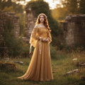 Medieval Halloween Dress with Embroidered Jacquard Bodice and Glitter Tulle Skirt