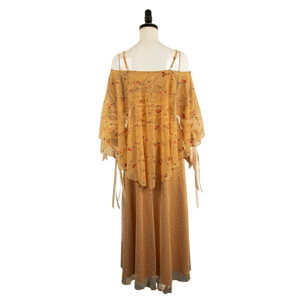 Medieval Halloween Dress with Embroidered Jacquard Bodice and Glitter Tulle Skirt