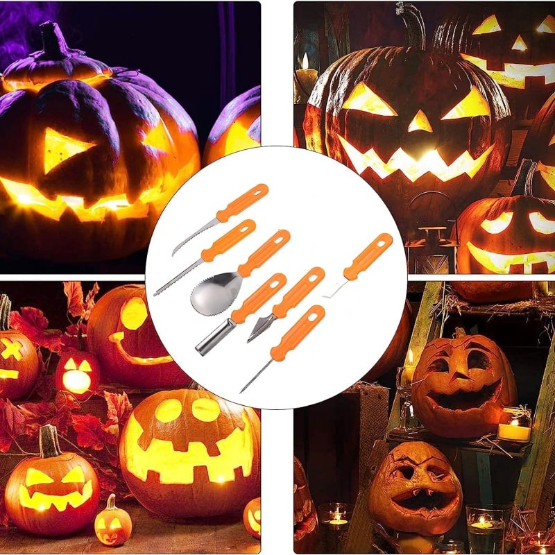Pumpkin Carving Tools with Stainless Steel Saw Blades and Moulded Grip Handles