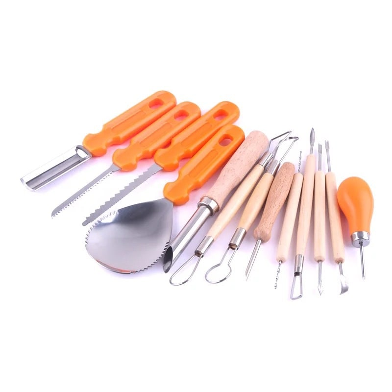 Pumpkin Carving Kit with Stainless Steel Saw Scoop and Zipped Fabric Storage Case