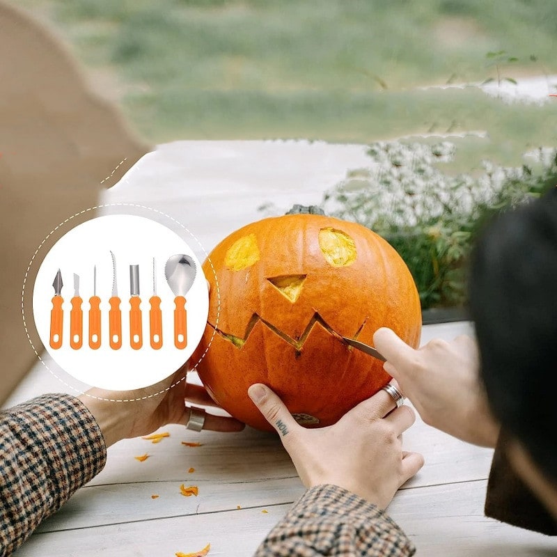 Pumpkin Carving Tools with Stainless Steel Saw Blades and Moulded Grip Handles