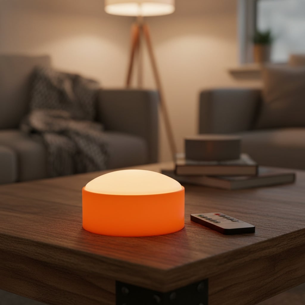 Pumpkin Lights Battery Operated Puck Design with Remote Control and Timer Modes