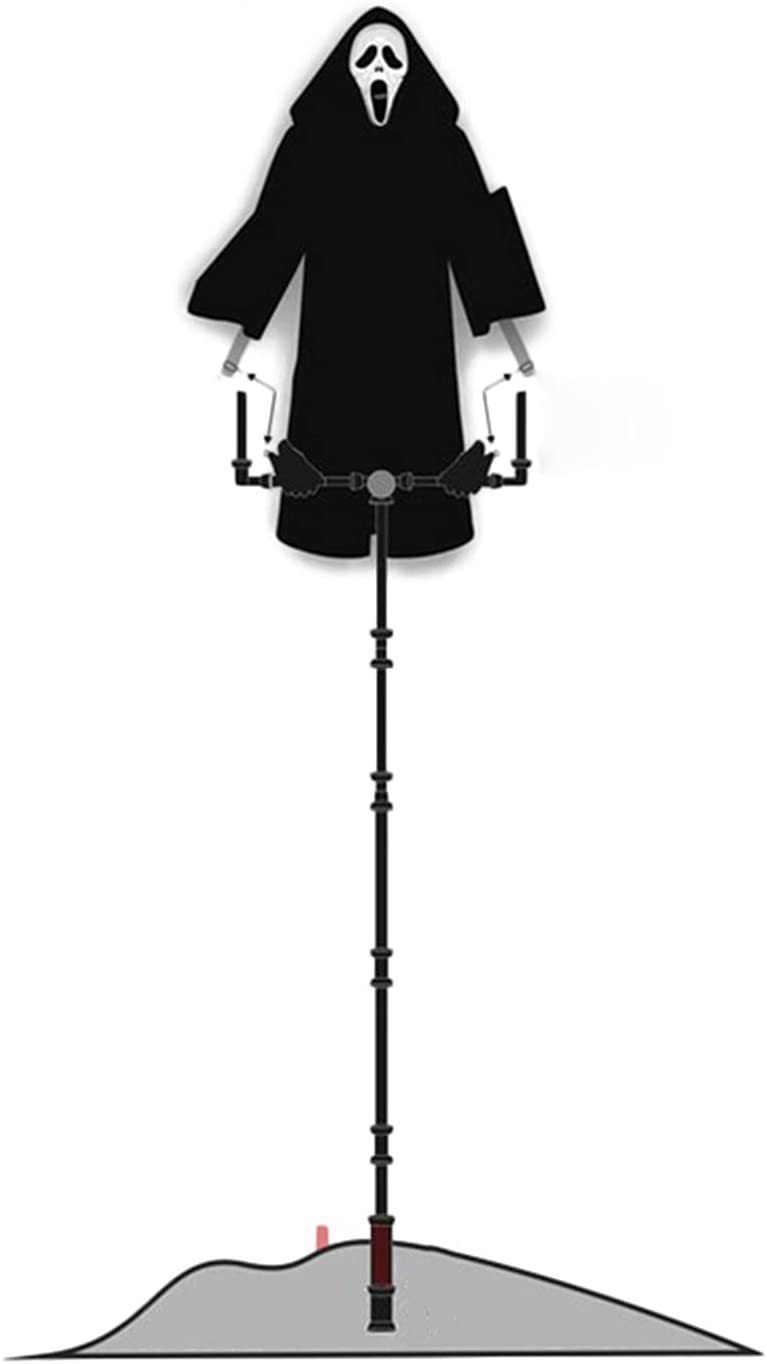 Halloween Decorations Outdoor Scary Ghost Scarecrow Prop with Hooded Dressing Gown and Garden Pole Stake