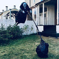 Halloween Decorations Outdoor Scary Ghost Scarecrow Prop with Hooded Dressing Gown and Garden Pole Stake