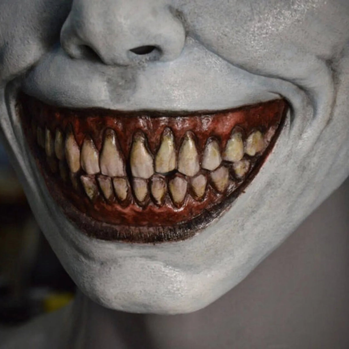 Scary Halloween Demon Mask with Sharp Teeth and Textured Latex Full Face Fit
