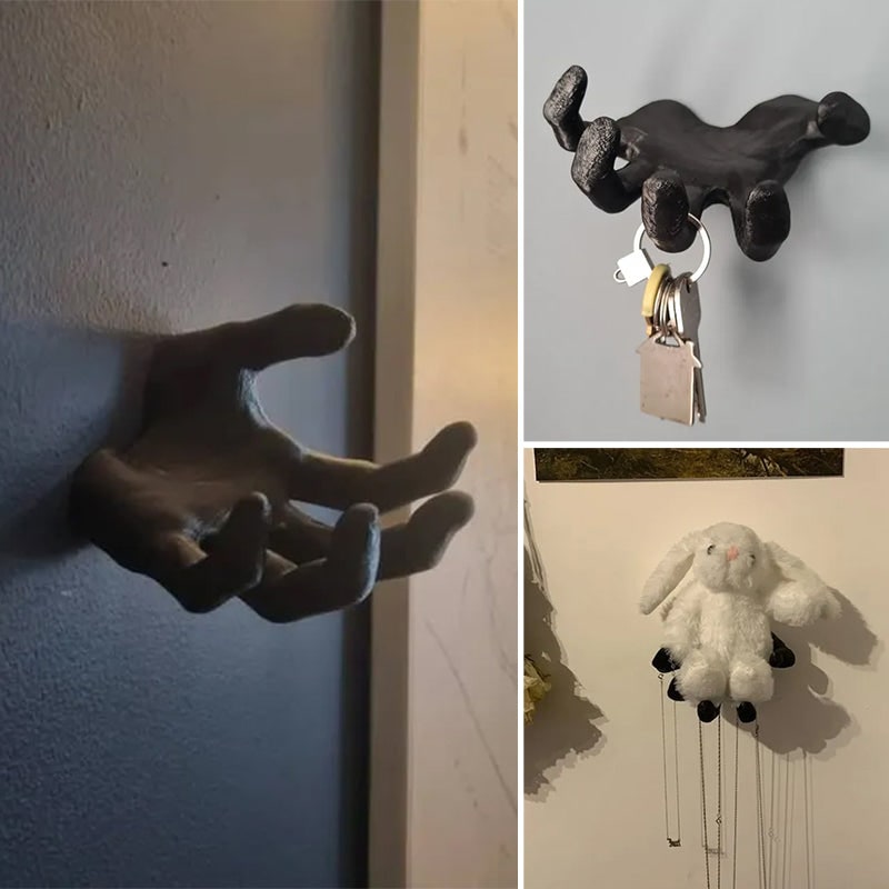 Scary Halloween Hand Wall Hook with Resin Palm Design for Coats and Keys