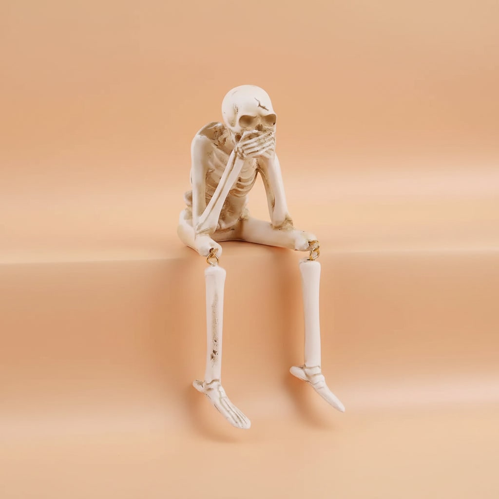 Skeleton Shelf Sitter Trio Halloween Home Decor with Dangling Legs for Mantel