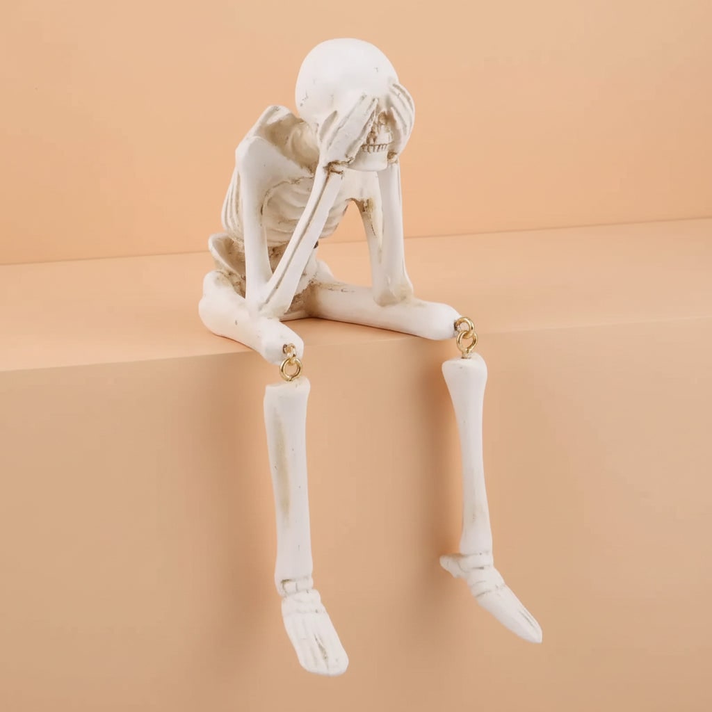 Skeleton Shelf Sitter Trio Halloween Home Decor with Dangling Legs for Mantel