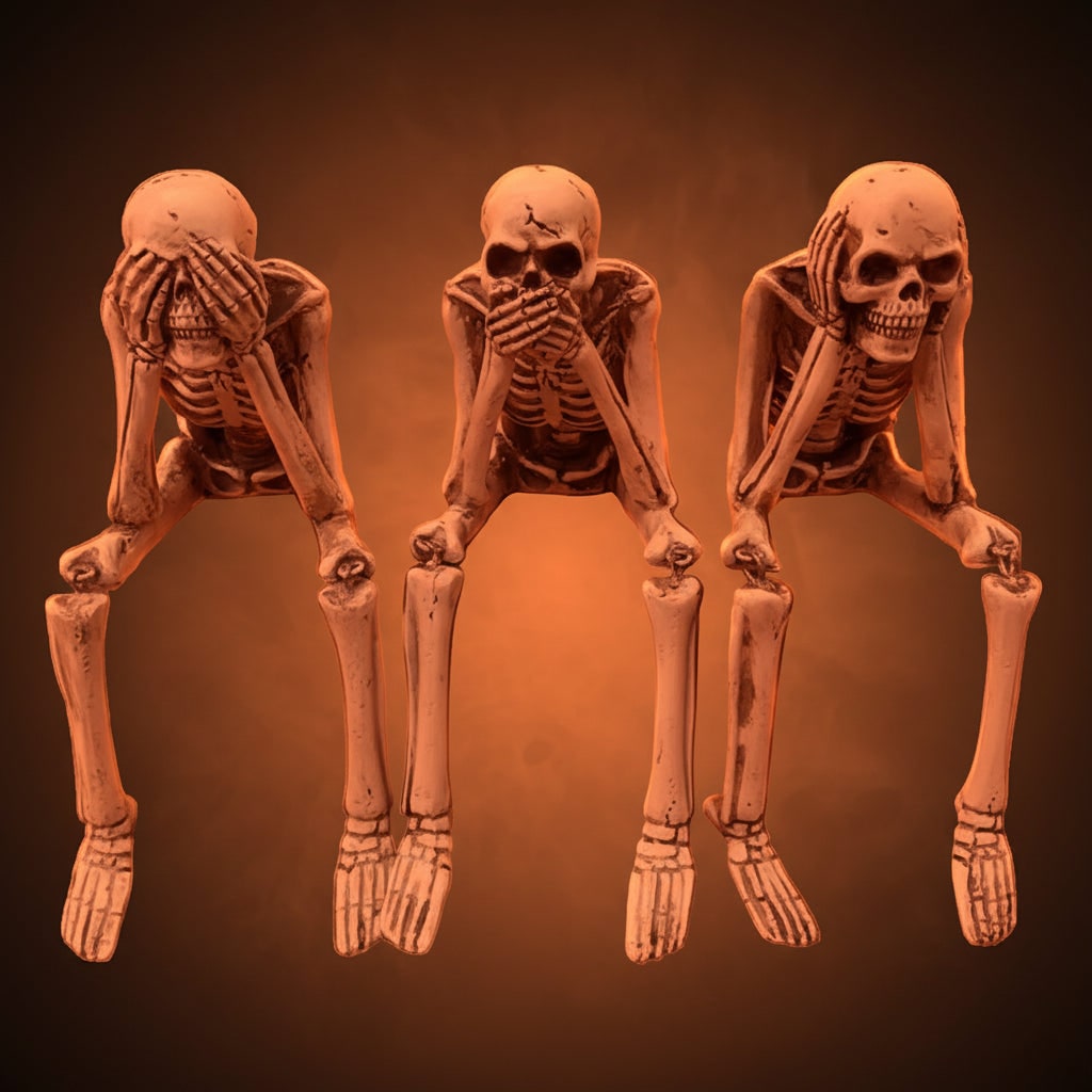 Skeleton Shelf Sitter Trio Halloween Home Decor with Dangling Legs for Mantel