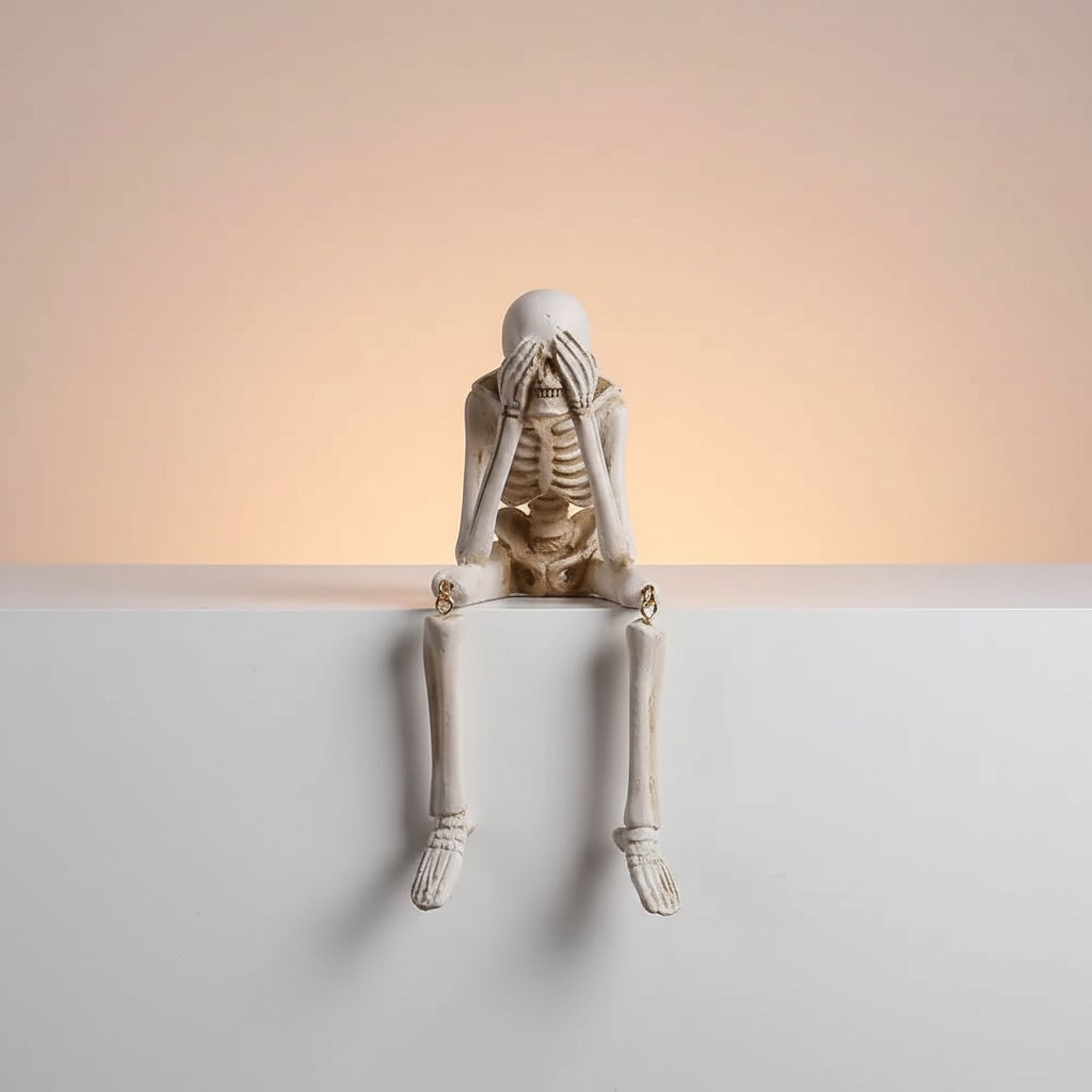 Skeleton Shelf Sitter Trio Halloween Home Decor with Dangling Legs for Mantel