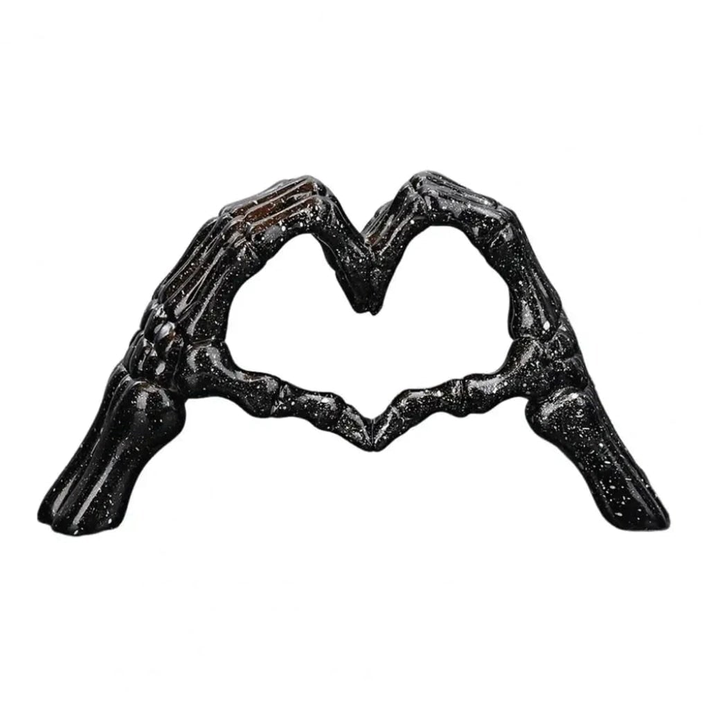 Halloween Skeleton Decorations Hands Forming Heart Resin Figurine for Gothic Shelf Tabletop