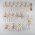 Mini Posable Halloween Skeleton Decorations in Moulded Plastic with Jute Twine