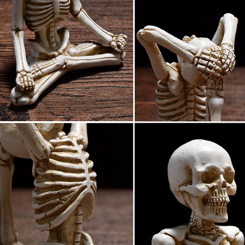 Halloween Skeleton Decorations Spooky Yoga Pose Resin Figurine for Desk Shelf Mantel