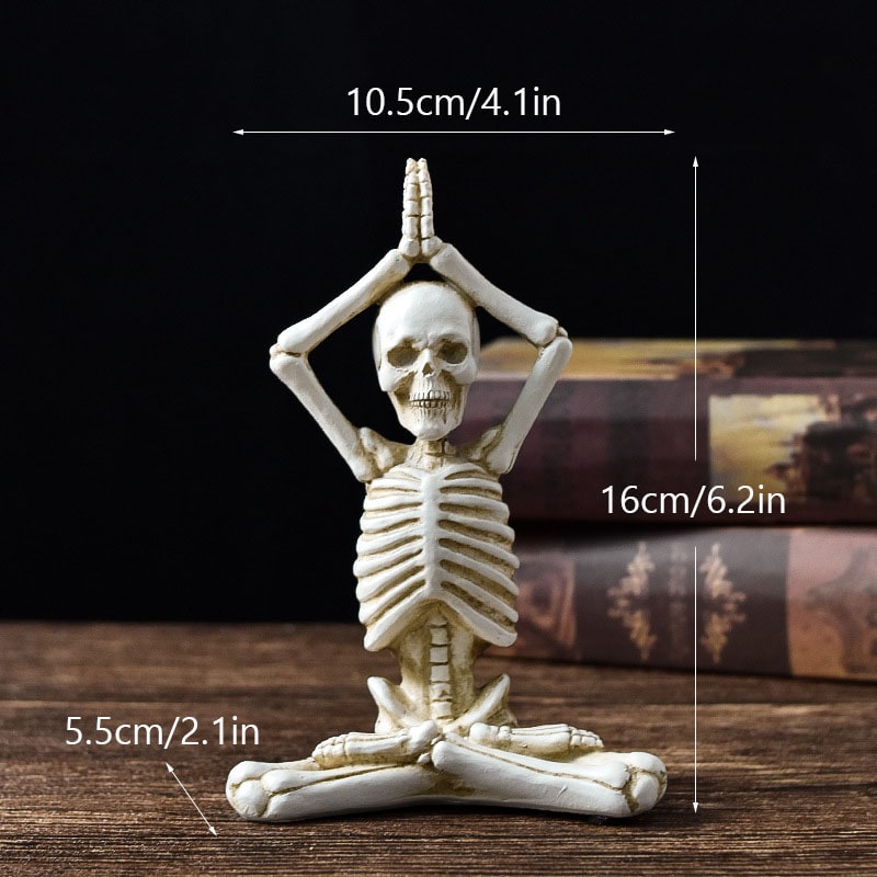 Halloween Skeleton Decorations Spooky Yoga Pose Resin Figurine for Desk Shelf Mantel