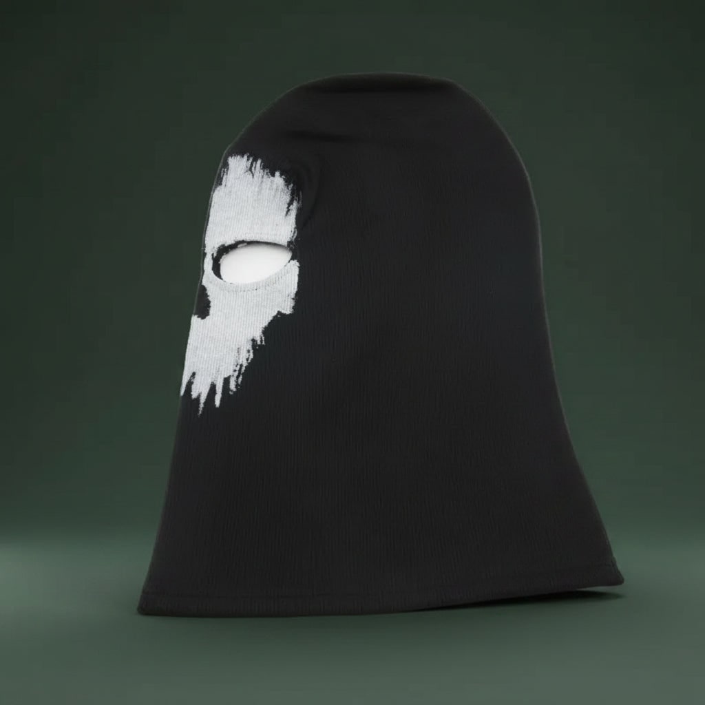 Skull Balaclava Halloween Face Mask with Full Head Coverage and Knit Stretch Jersey