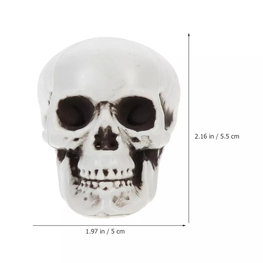 Halloween Party Decorations Mini Plastic Skull Props with Mesh Storage Bag for Indoor Outdoor