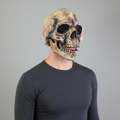 Halloween Costume and Mask Skull with Moving Jaw and Mesh Eye Panels for Parties