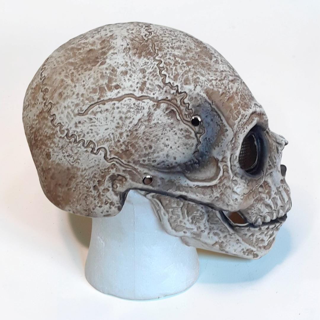 Halloween Costume and Mask Skull with Moving Jaw and Mesh Eye Panels for Parties